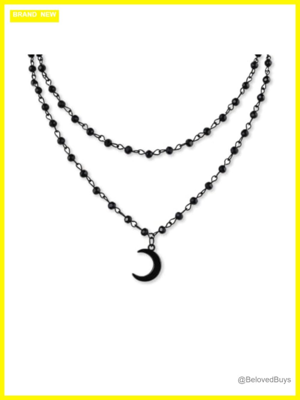 Gothic Crescent Moon Cross Pendant Necklace Beaded Choker